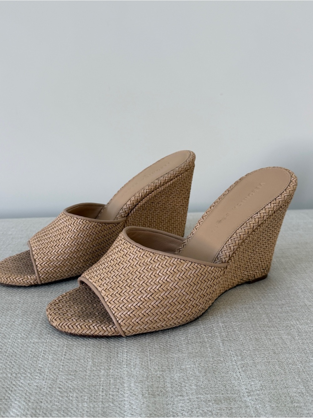Veronica Beard Rattan Woven Wedges Size 9.5